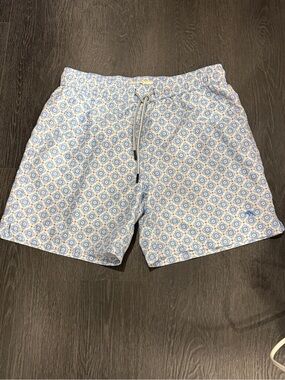 Onward Reserve Light Blue Patterned Men's Swim Trunks with Drawstring